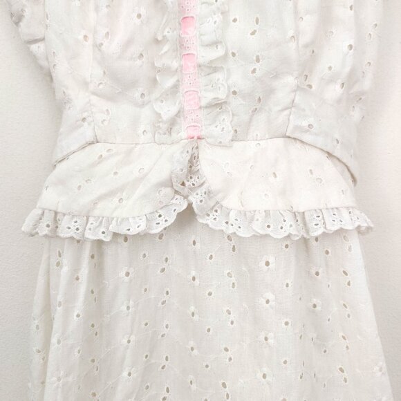 Candi Jones White Lace Shoulder Tie Peplum Midi Sundress XS - Picture 3 of 9